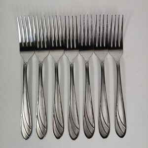 Cambridge Medina Forks Stainless Steel Silverware Glossy Satin Frosted Set Of 7